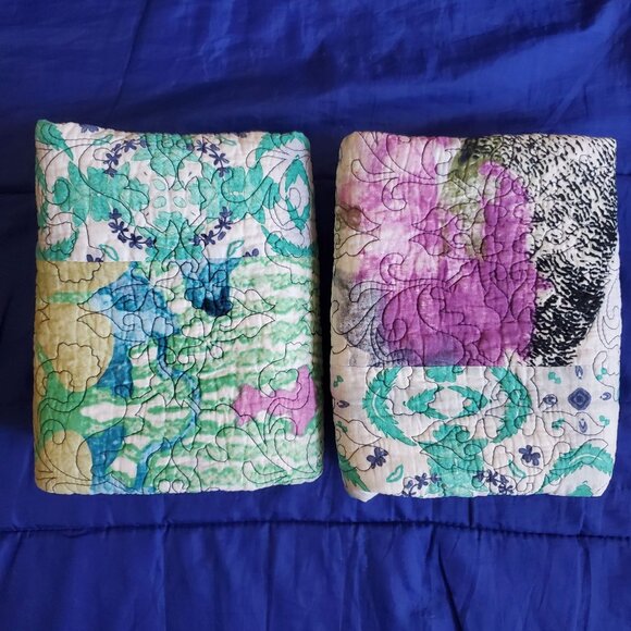 2 "Poetic Wanderlust" 20x26" Pillow Shams 100% Cotton Crazy Quilt Patchwork Boho - Picture 1 of 10